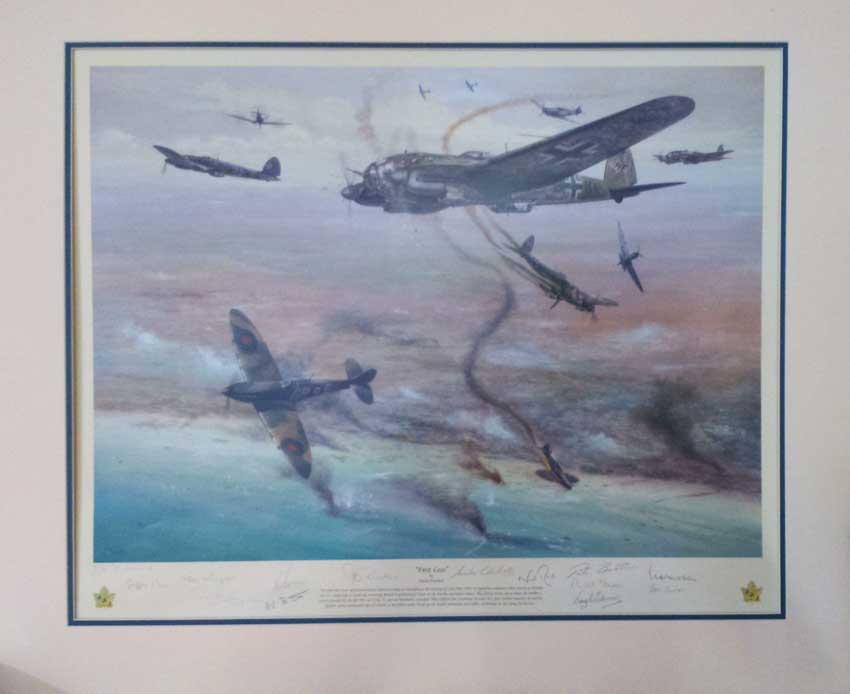 ? Multisigned WW2 Print First Loss by David Pritchard. 80 x 70cm. One off print signed by the