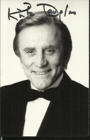 Kirk Douglas signed 4x3 b/w photo. good condition