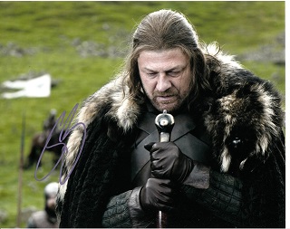 Sean Bean 10x8 c photo of Sean from Game of Thrones, signed by him at TV Upfronts week, NYC, 2014 .