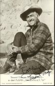 Stewart Granger signed 4x3 sepia photo. Dedicated to Martyn. Good condition