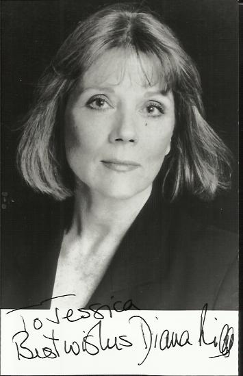Diana Rigg signed 5x3 b/w photo. Dedicated. Good condition