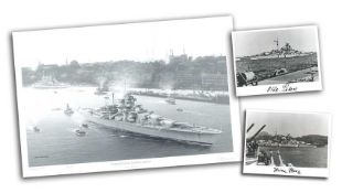 The Bismarck - survivors autographed set Nice set of two photo cards and a signed print of the