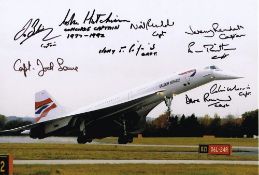 Concorde Multi-signed12 x 8 colour photos signed by 10 former captains. They are: Mike Banister,