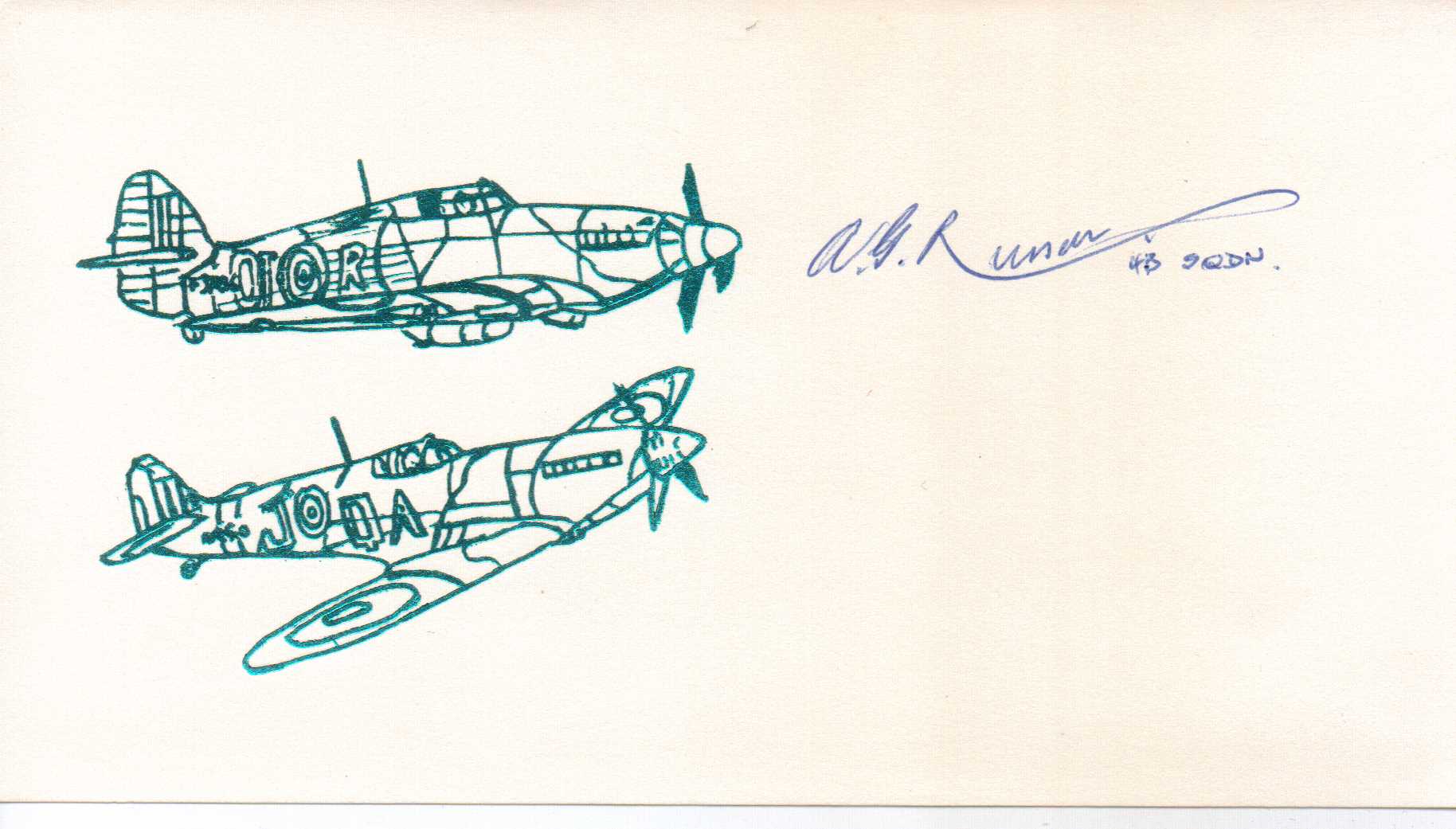 Rare Battle of Britain autograph. Signature on card. Flight Lieutenant Anthony Gerald Russell 43