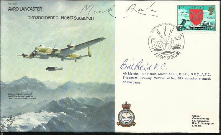 Dambuster Micky Martin B30 Avro Lancaster cover signed by AM Sir H. Martin, DSO, DFC, Dams raid