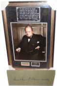 Winston Churchill signed presentation. Vintage card baring the authentic autograph (hand signed) of