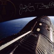 Buzz Aldrin, Jim Lovell signed Gemini print. This special print portrays the Gemini XII spacecraft