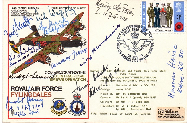 Willy Messerschmitt and 8 Luftwaffe Aces RAF Fylingdales FDC Signed Willy Messerschmitt and 8