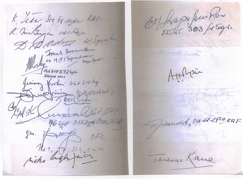 14 Battle of Britain Signature.  Two pages from autograph book  Obtained at Maidstone in 1990. 50th