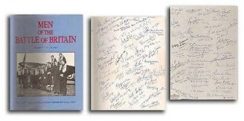Men of the Battle of Britain hard backed book signed by 250 BOB pilots and aces. 80 are signed on