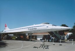 Harry Linfield signed 12 x 8 colour Concorde photo.