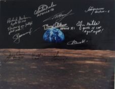 Earthrise Multisigned photo. Stunning 35 x 28cm colour photo Signed at the Autographica show by