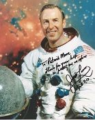 James Lovell astronaut Apollo 13 hand signed photo to Patrick Moore. This stunning piece has come