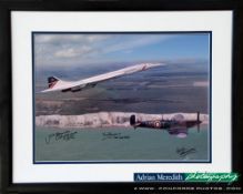 Concorde and Battle of Britain Spitfire Framed and Signed presentation. Concorde G-BOAA with Battle