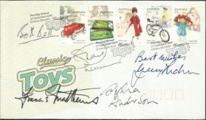 Gerry & Sylvia Anderson signed 2009 Toys and Games FDC, also signed by Thunderbirds & Captain