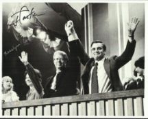 Jimmy & Rosalind Carter signed 12 x 8 b/w photo at a convention waving to the crowd. Good condition