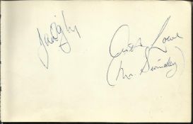 Arthur Lowe signed 1960s autograph album page inscribed Mr Swindley. Also signed by Ian Ogilvy who