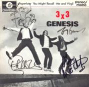 Genesis 7"" record of 3x3 by Genesis. Record included. Autographed on the front by Phil Collins (