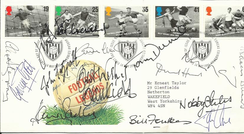 Man Utd Legends 1996 Mercury cover Football Legends with a photo of Bobby Charlton. Autographed by