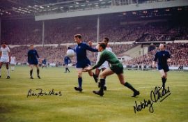 Nobby Stiles And Bill Foulkes Man United European Cup Final Signed 12 X 8 football photo. Good