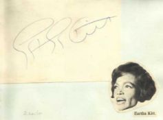 Eartha Kitt signature piece fixed to Autograph album page with small inset b/w photo. Alec Guinness
