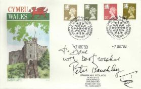 Peter Benchley 1993 Wales Cardiff Castle first day cover dedicated and signed by Peter Benchley (
