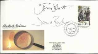 Jeremy Brett, David Burke1993 Royal Mail Sherlock Holmes first day cover autographed by Jeremy