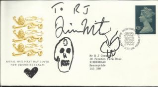 Damien Hirst signed 1985 Definitive FDC with Butterfly & Scull drawing, rare. Good condition