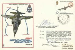 C30 very rare 1974 First Intercontinental Jaguar flight cover Flown from RAF Boscombe down to Goose