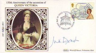 Benham Queen Victoria small silk cover signed by Dame Judi Dench. Good condition