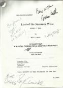 Last of the Summer Wine script signed by Peter Sallis, Kathy Staff and Roy Clarke, Frank Thornton,