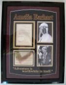 Amelia Earhart signed framed letter. Overall size 30 x 23 inches Typed letter on Earhart?s