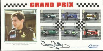 Murray Walker signed 2007 Chaucer Official Grand Prix FDC with Ayrton Senna illustration. Good