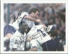 Ramon Vega, Sol Campbell and Stephen Carr signed Tottenham Hotspur colour 10x8 action football