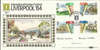 Stamp Designer 1984 Urban Renewal Liverpool Garden Festival silk Benham FDC signed by Ronald Maddox