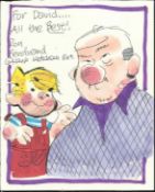 Roy Ferdinand signed Denis the Menace 6 x 4 colour pen and ink signed sketch. Good condition