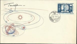 Yuri Gagarin Signed KNIGA Cover. A 6.5"" x 3.75"" cacheted philatelic cover, postmarked at Moscow