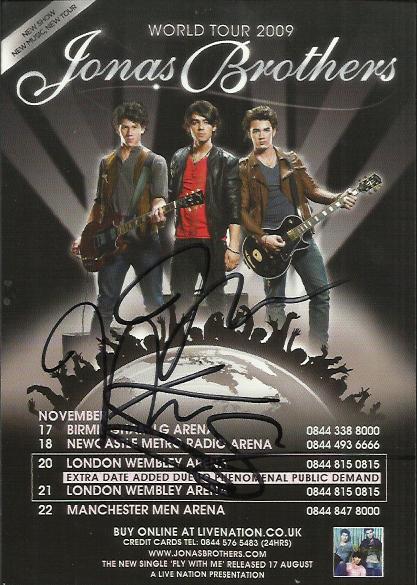 Jonas Brothers signed flyer for 2009 tour. Good condition.