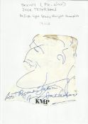 Jack Petersen signed facial doodle fixed to A4 white page. 1932 British Light Heavy Weight