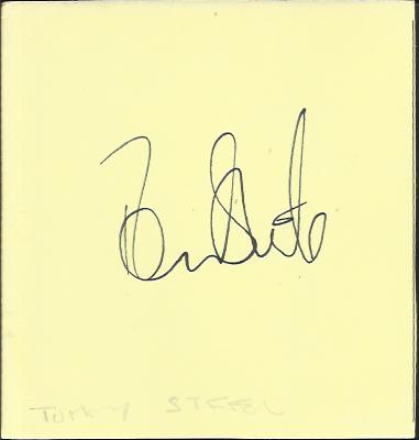 Tommy Steele signed small card. Good condition.