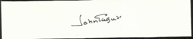 Sir John Gielgud signature on slip of card. Good condition.