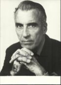 Christopher Lee signed 7 x 5 b/w portrait photo, serious pose. Good condition
