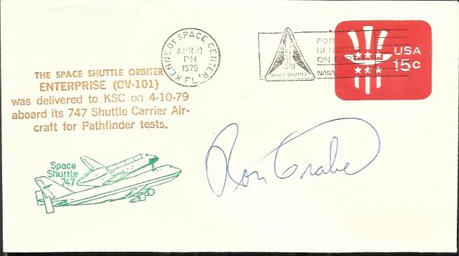 Ronald Grabe 1979 Space Shuttle Orbiter Enterprise / 747 Pathfinder tests cover with Kennedy Space