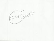 Eric Clapton signed large 6 x 4 white card lightly fixed to A4 white page .
