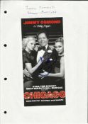 Jimmy Osmond & Emma Barton signed theatre flyer for Chicago lightly fixed to A4 sheet.