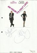 Mel Smith & Belinda Lang signed A4 sheet with photo from An Hour and a Half Late.