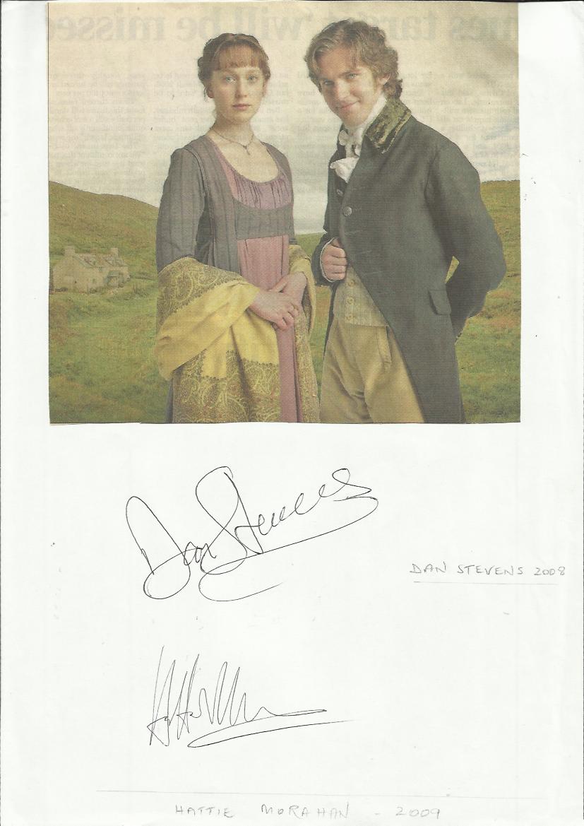 Sense & Sensibility cast signed A4 white sheet with inset colour photos. Signed by Dan Stevens,