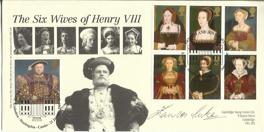 Frances Cuka signed 1997 Tudors FDC, six Wives of Henry VIII Cambridge Stamps official cover. Only