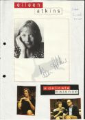 Eileen Atkins signed magazine photo with two smaller unsigned ones lightly fixed to A4 white page.