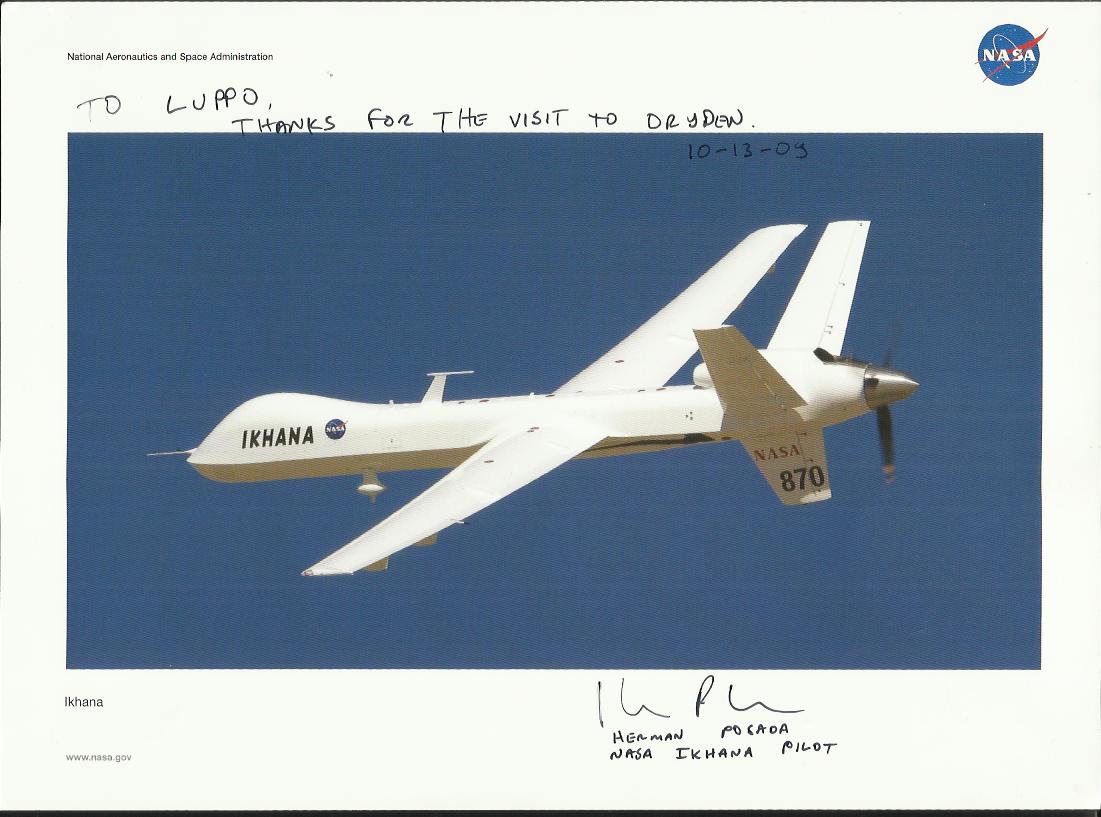 Herman Posada Official NASA colour 8x10 photograph of a NASA Ikhana unmanned drone aircraft.